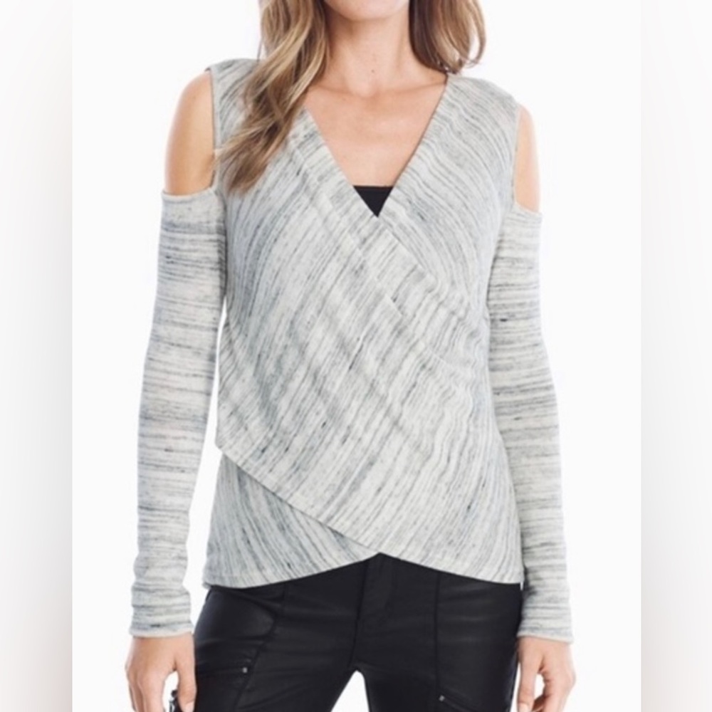 White House Black Market Surplice Cold Shoulder Sweater